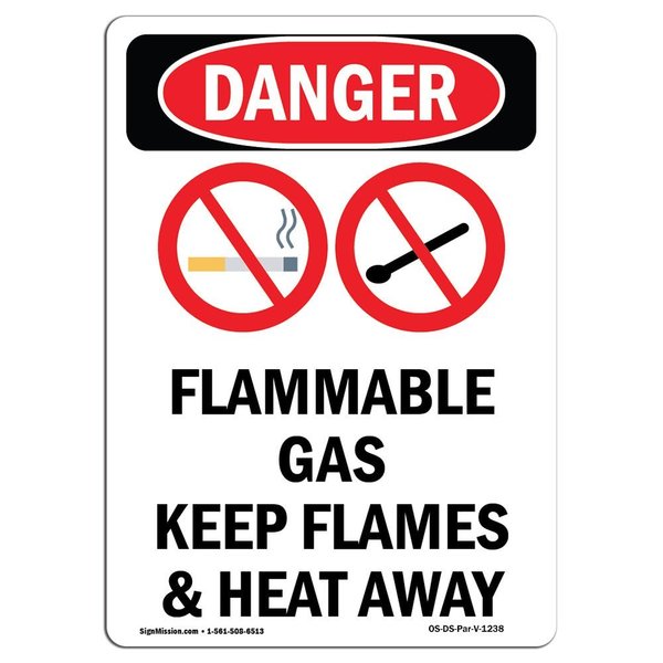 Signmission Safety Sign, OSHA Danger, 24" Height, Rigid Plastic, Flammable Gas Keep, Portrait OS-DS-P-1824-V-1238